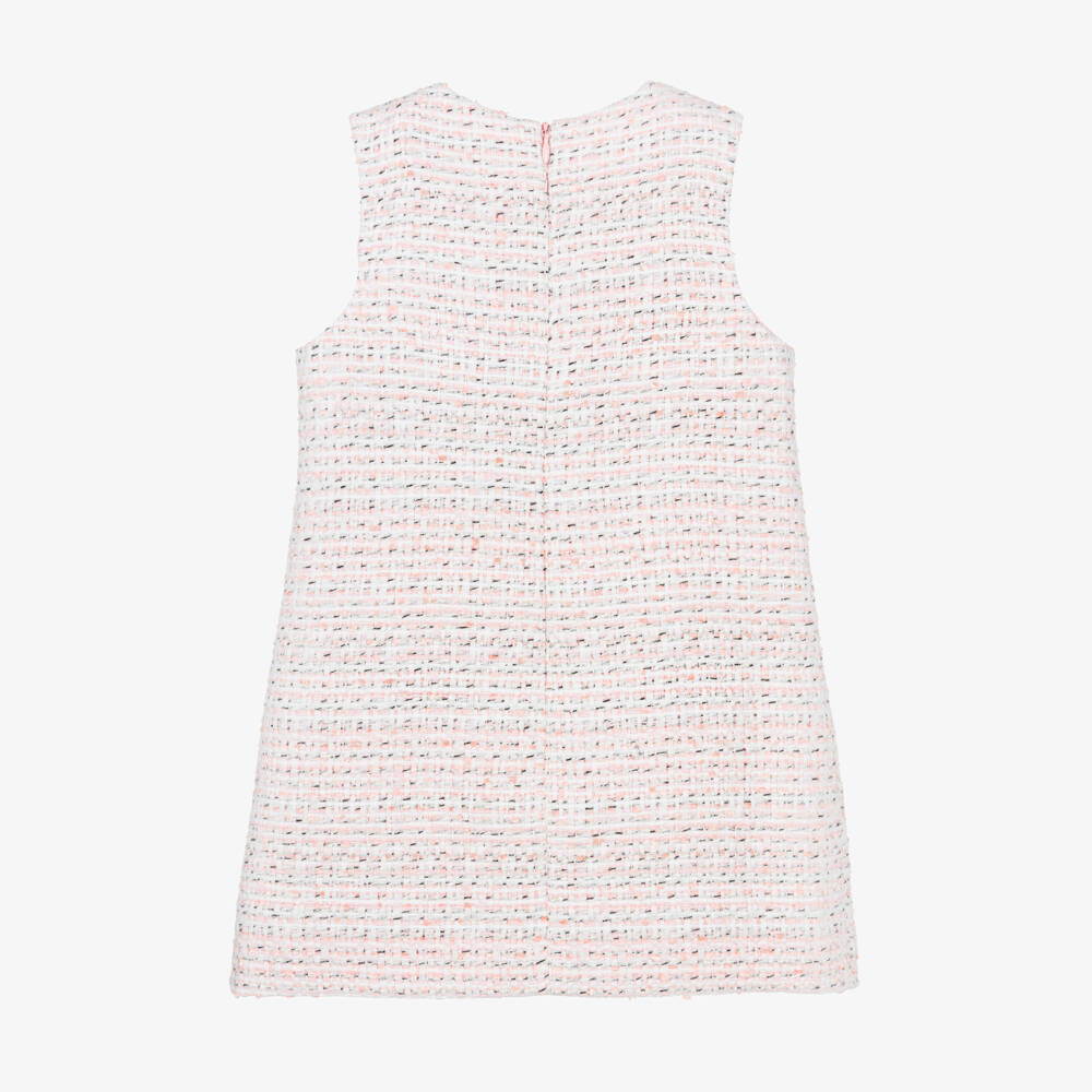 Self-Portrait-Girls Pink Tweed Dress with Diamanté Buttons | Childrensalon Outlet