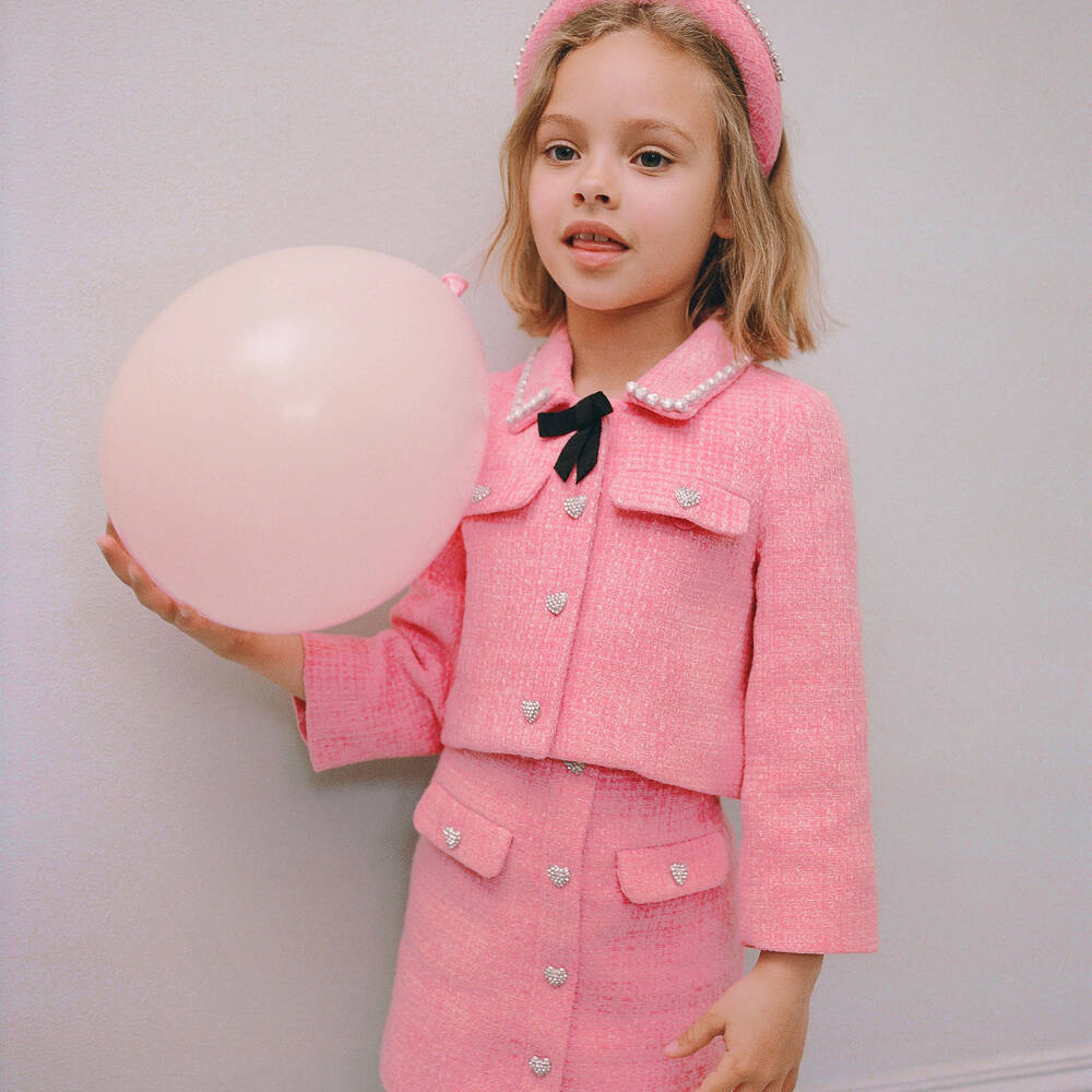 Self Portrait Girls Pink Tweed Jacket Childrensalon Outlet