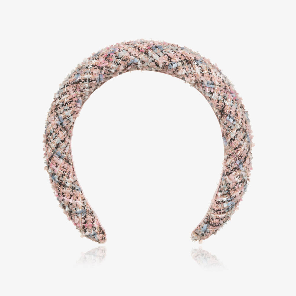 Self-Portrait-Girls Pink Tweed Padded Hairband | Childrensalon Outlet