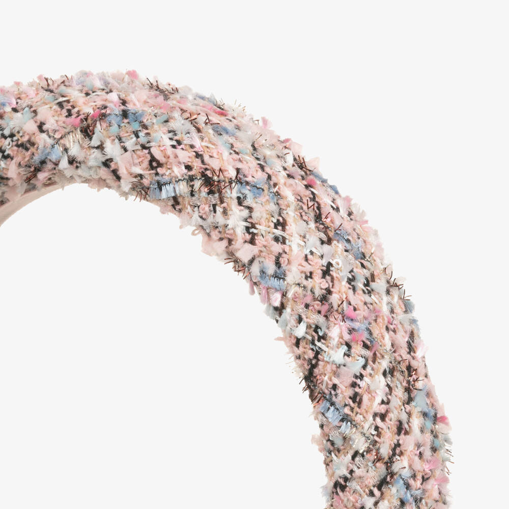 Self-Portrait-Girls Pink Tweed Padded Hairband | Childrensalon Outlet
