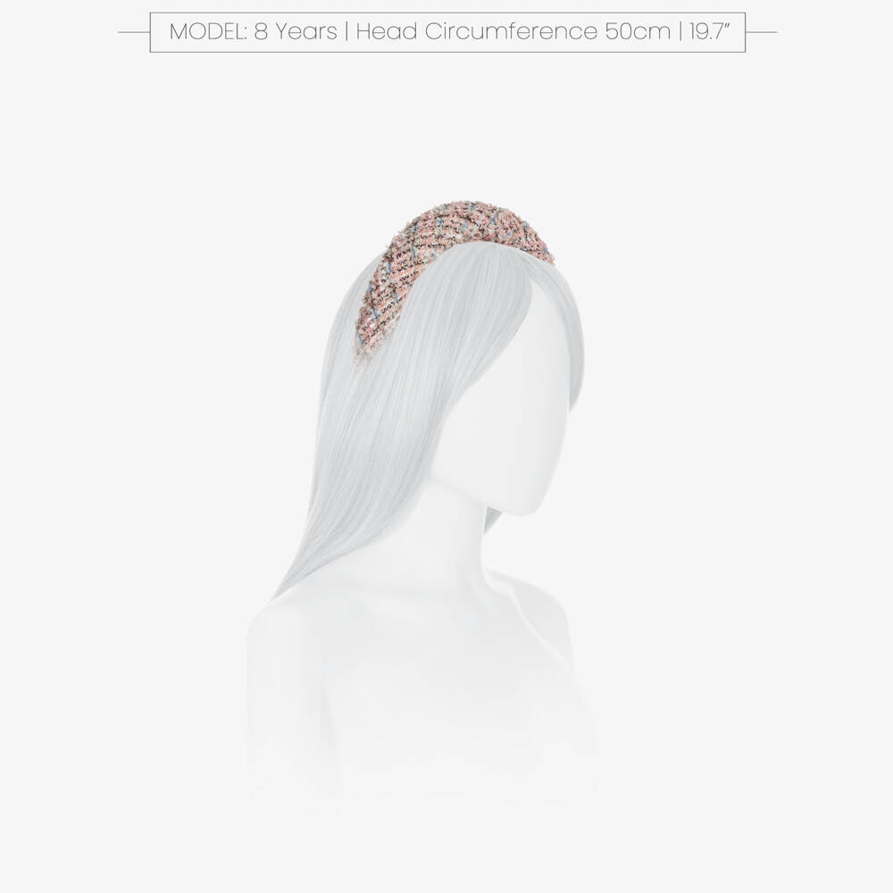 Self-Portrait-Girls Pink Tweed Padded Hairband | Childrensalon Outlet