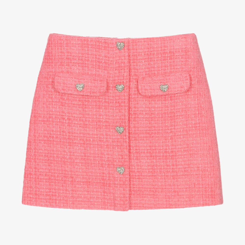 Self-Portrait - Розовая юбка из твида для девочек | Childrensalon