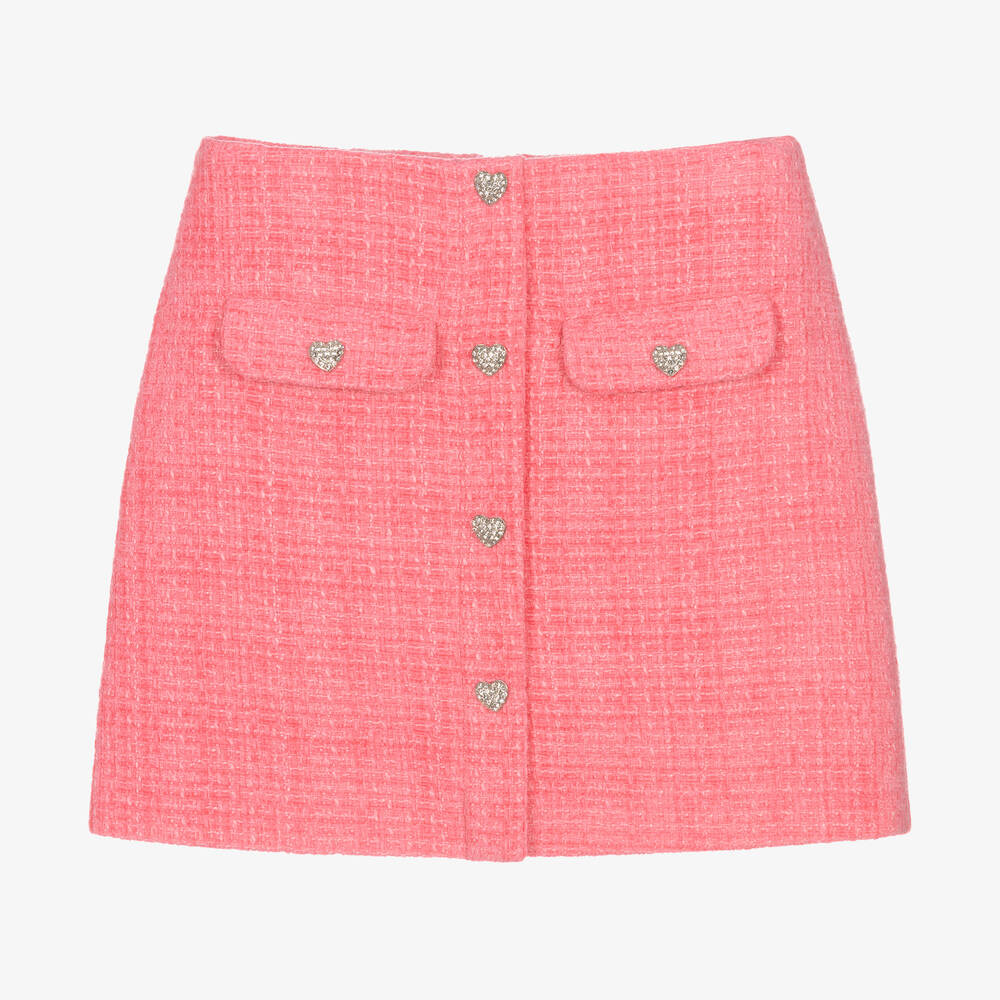 Self-Portrait-Girls Pink Tweed Skirt | Childrensalon Outlet