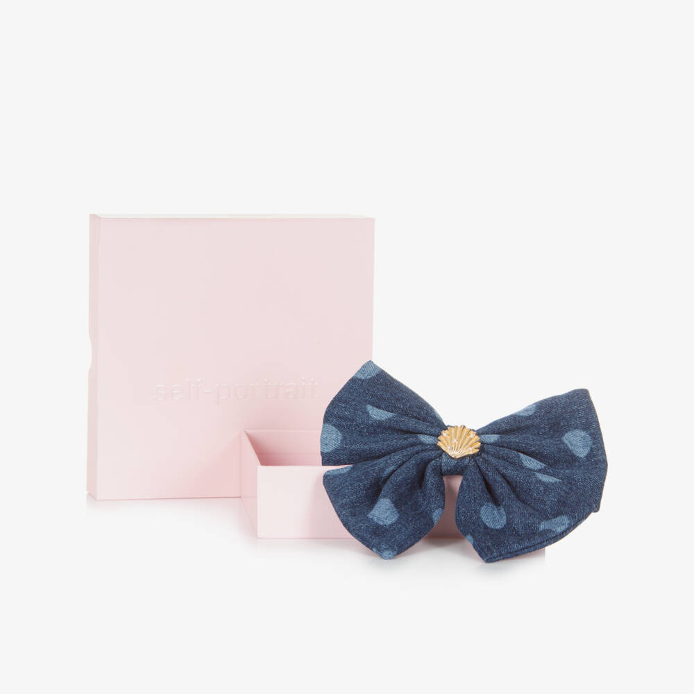 Self-Portrait-ربطة شعر من الدنيم بنقاط بولكا للبنات | Childrensalon Outlet