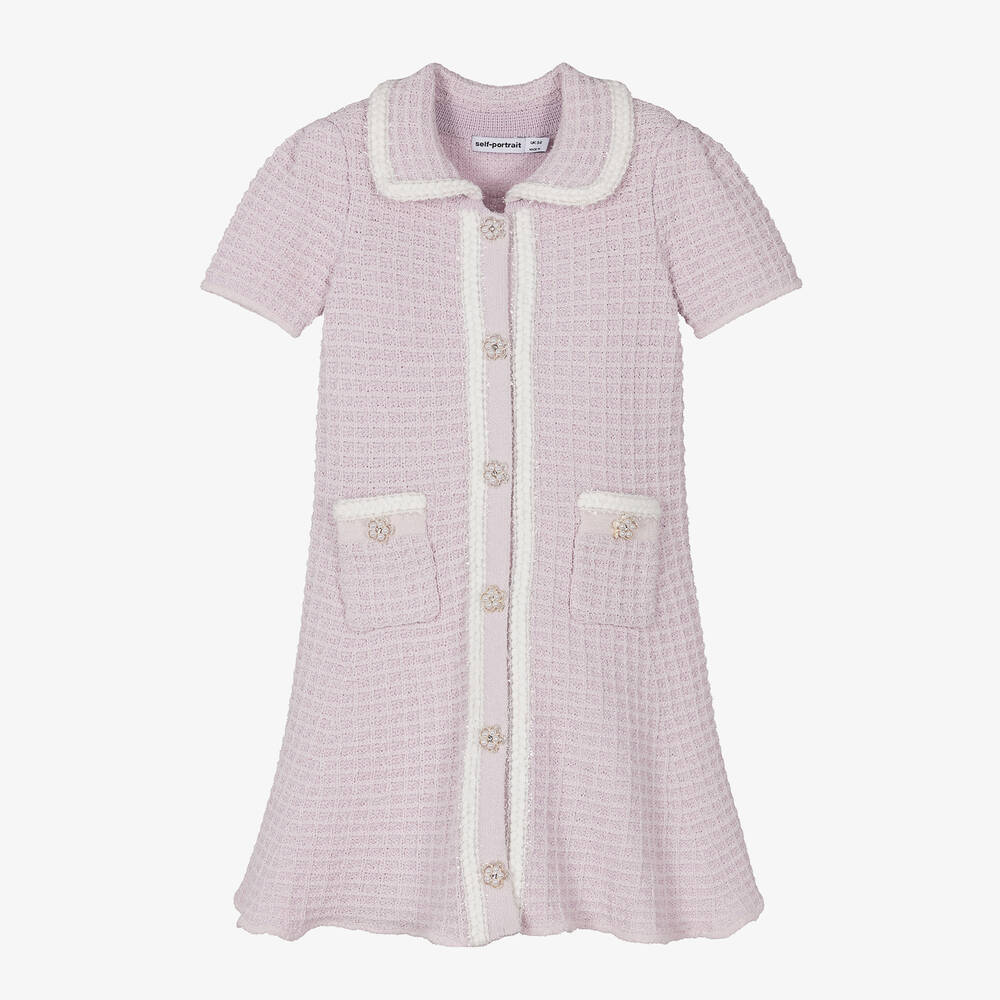 Self-Portrait-Girls Purple Knitted Dress | Childrensalon Outlet