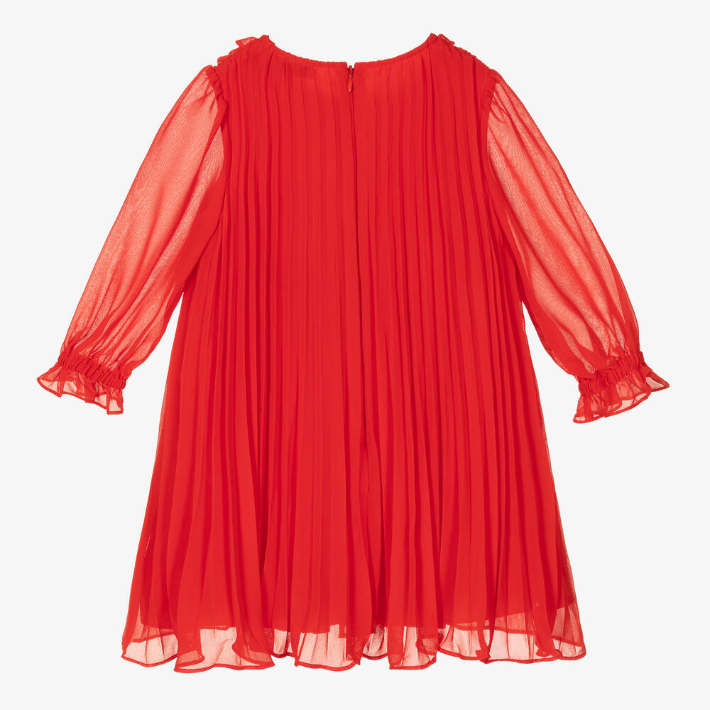Self-Portrait-فستان شيفون ودانتيل لون أحمر | Childrensalon Outlet