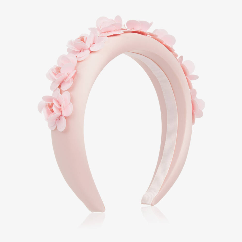 Self-Portrait-Атласная повязка с розовыми цветами для девочек | Childrensalon Outlet