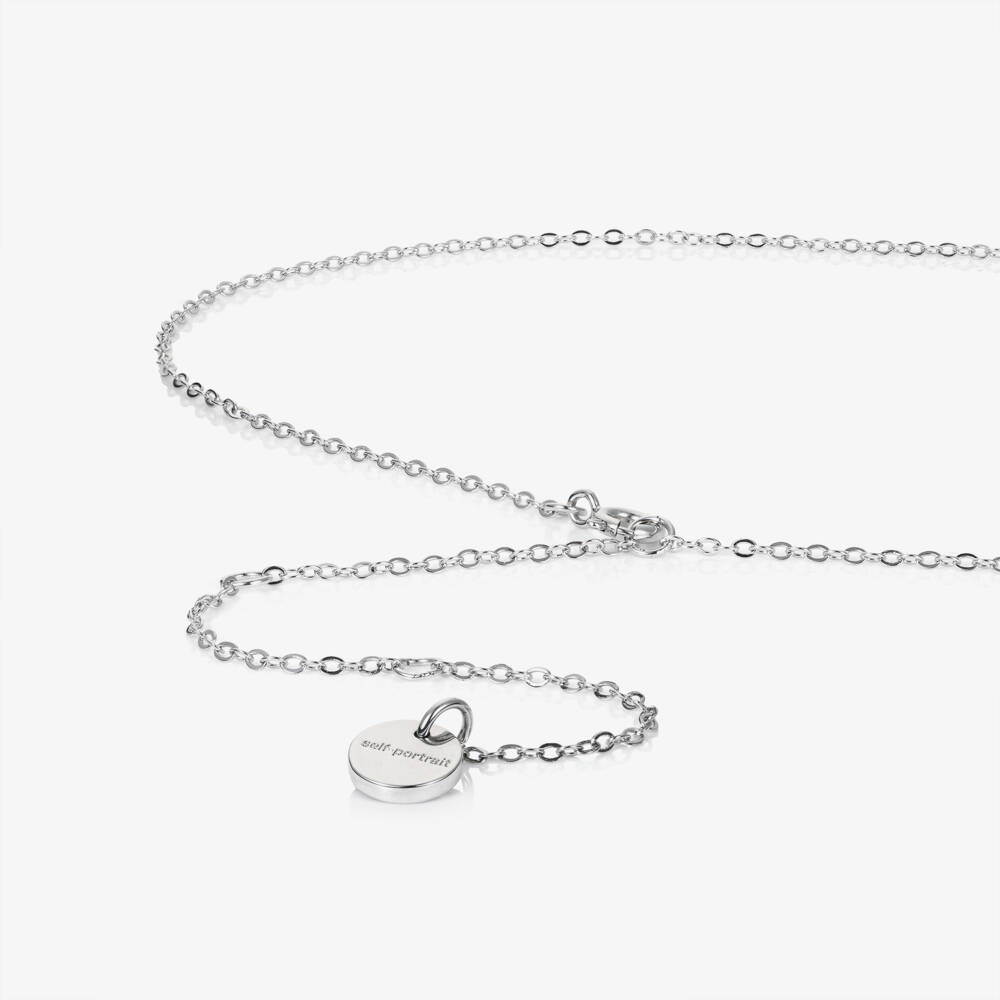 Self-Portrait-Girls Silver Micro Crystal Bow Necklace (50cm) | Childrensalon Outlet