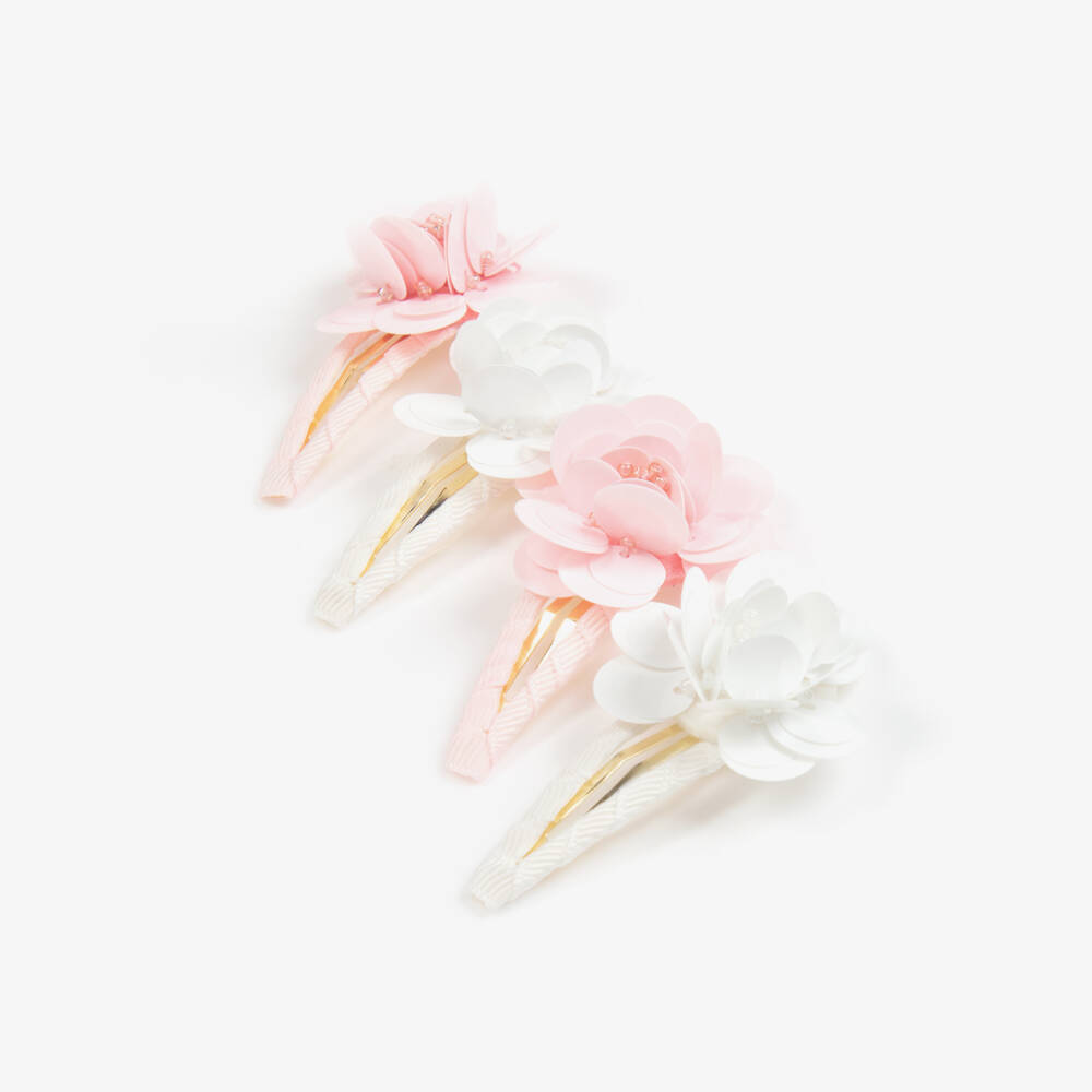 Self-Portrait-Girls Sparkling Pink & White Hair Clips | Childrensalon Outlet
