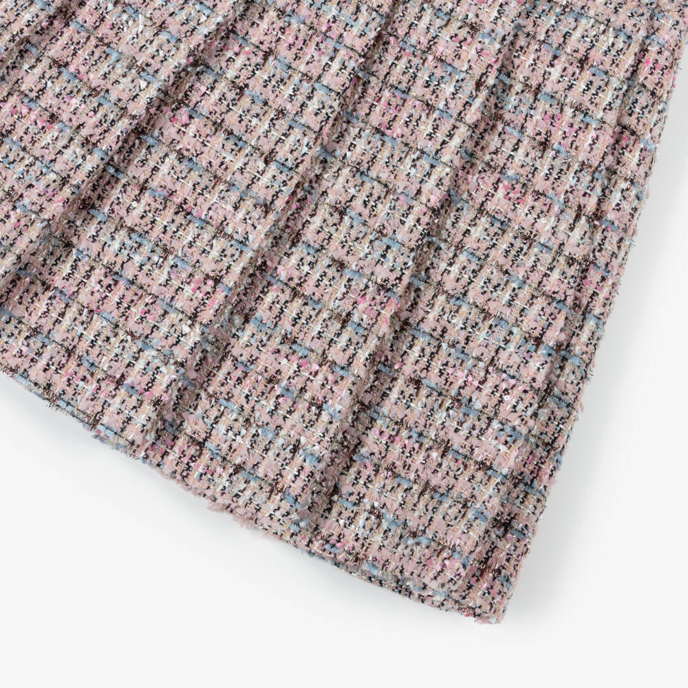 Self-Portrait-Girls Sparkly Pink Pleated Tweed Skirt | Childrensalon Outlet