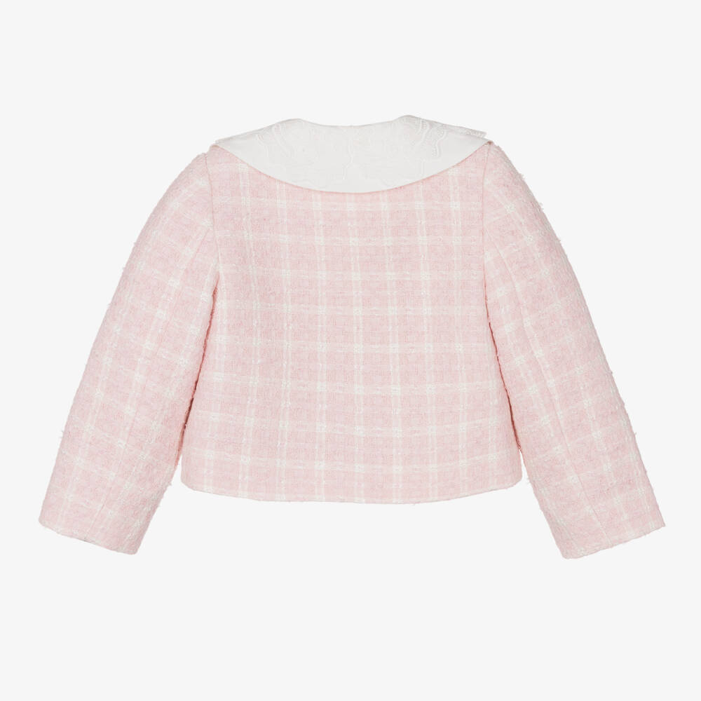 Self-Portrait-Girls Tweed Pink Jacket | Childrensalon Outlet
