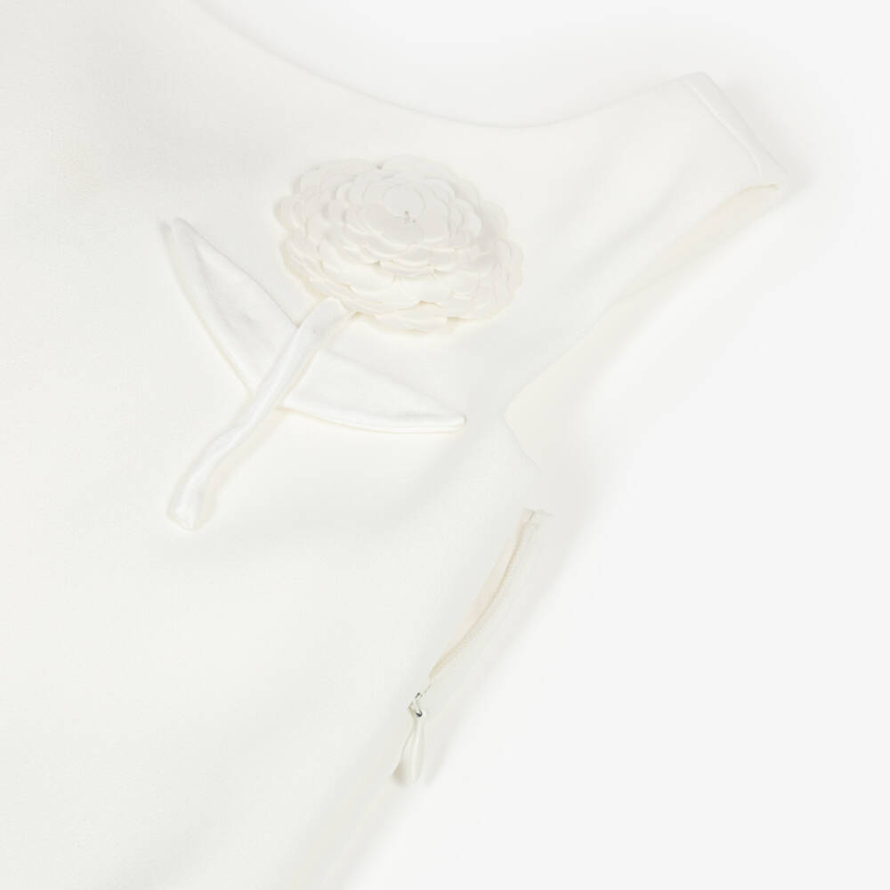 Self-Portrait-Girls White Crêpe Dress with Sequin & Satin Bow Detail | Childrensalon Outlet