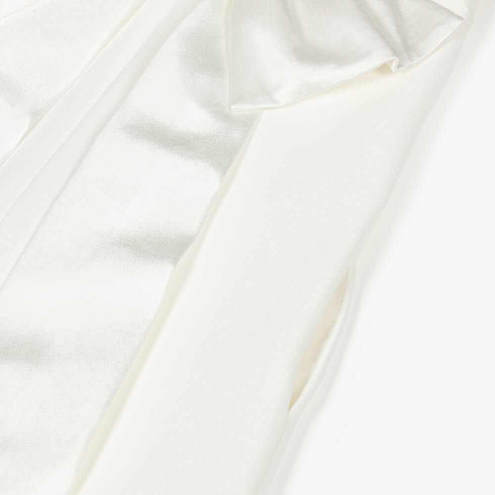 Self-Portrait-Girls White Crêpe Dress with Sequin & Satin Bow Detail | Childrensalon Outlet