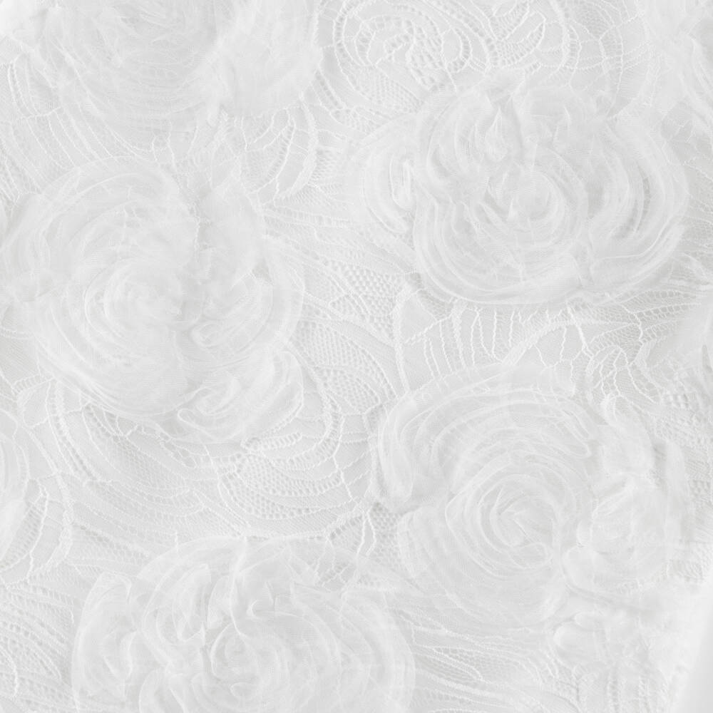 Self-Portrait-Girls White Flower Lace Dress with Pearl Neckline | Childrensalon Outlet