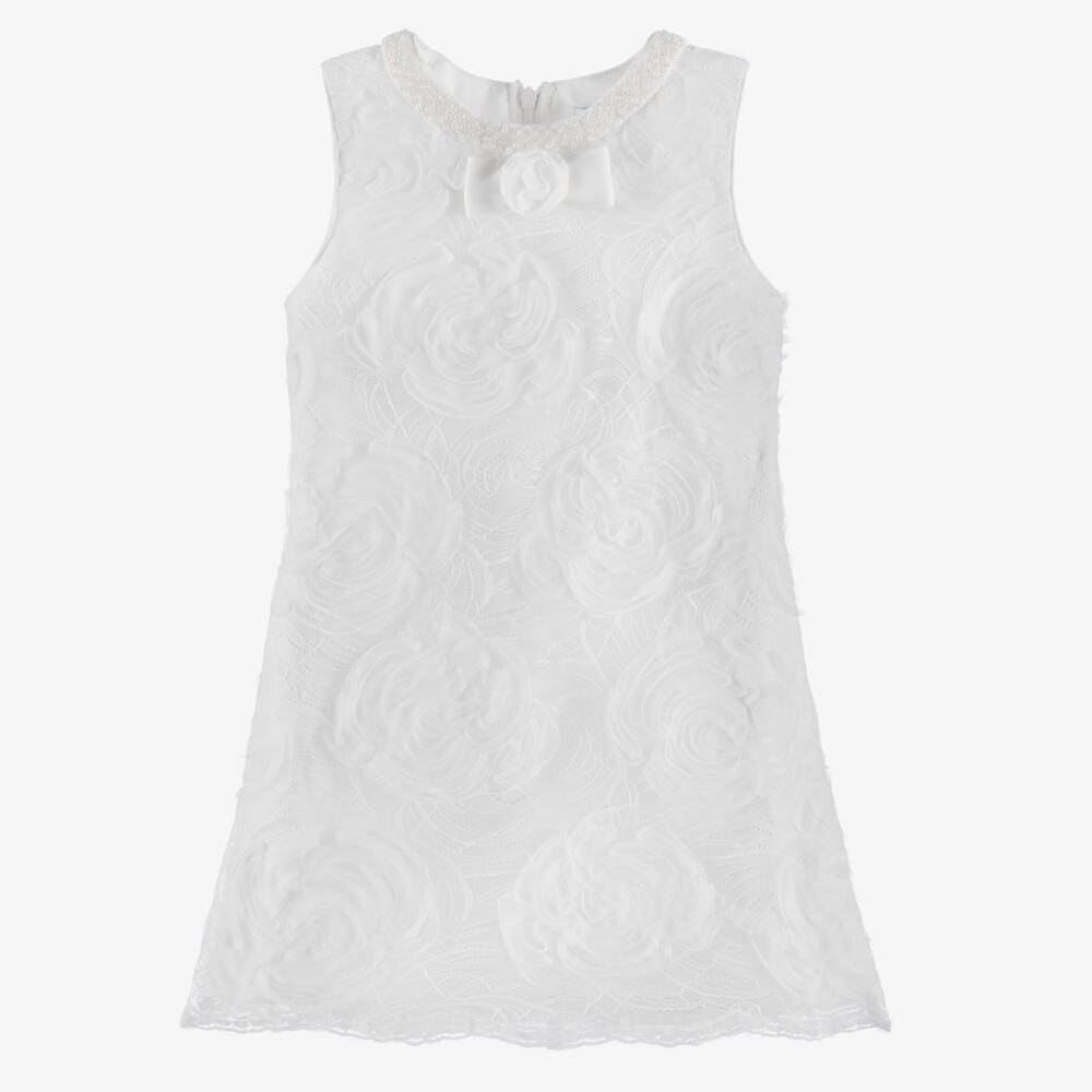 Self-Portrait-Girls White Lace Dress with Pearls | Childrensalon Outlet
