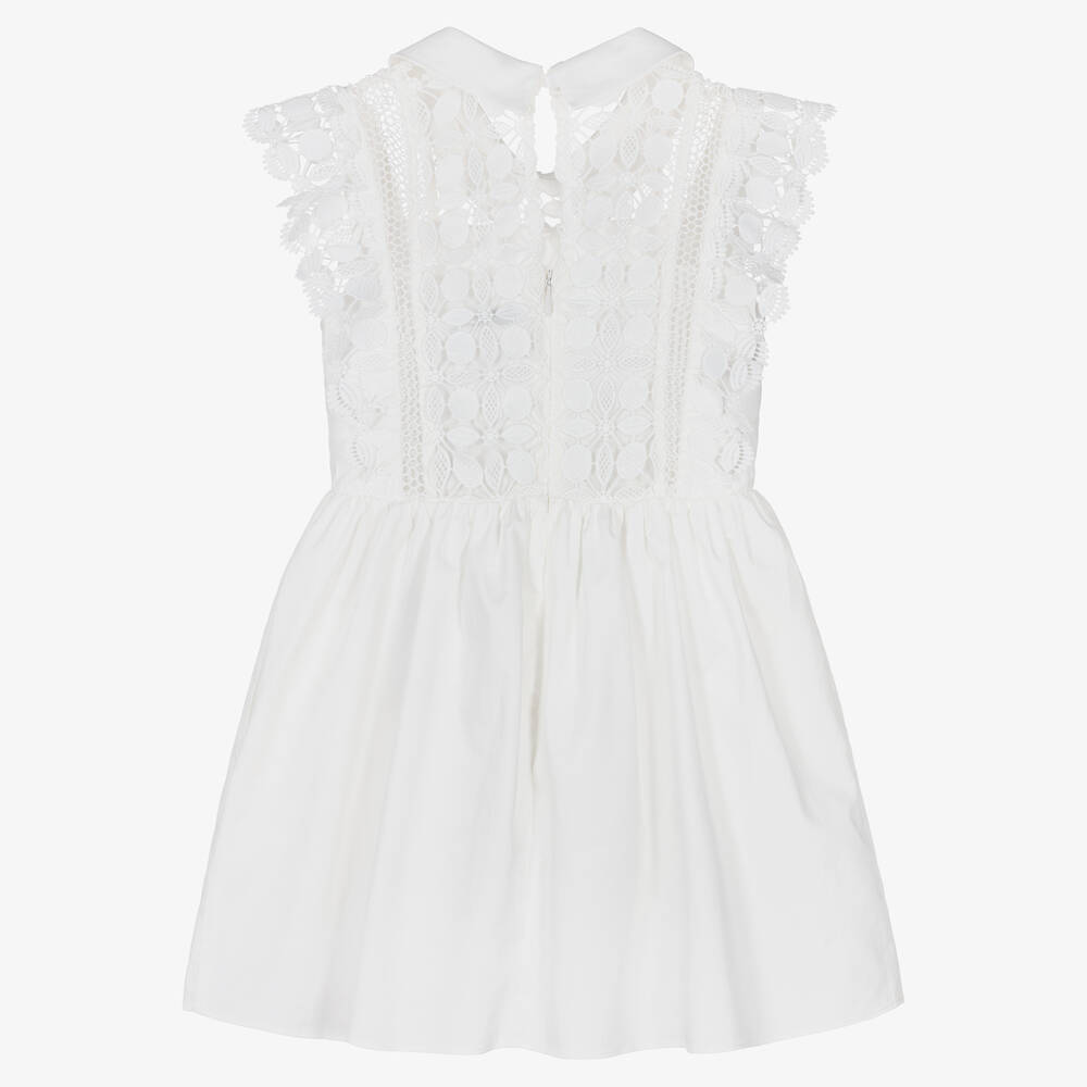Self-Portrait-Girls White Lace Mini Dress | Childrensalon Outlet