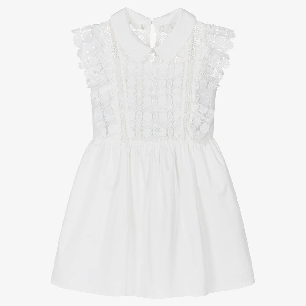 Self-Portrait-Girls White Lace Mini Dress | Childrensalon Outlet