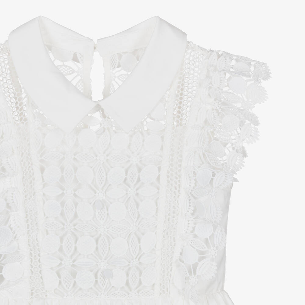 Self-Portrait-Girls White Lace Mini Dress | Childrensalon Outlet