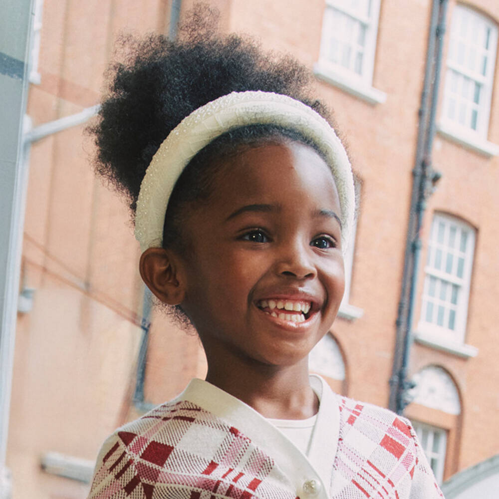 Self-Portrait-Girls White Lace & Pearl Hairband | Childrensalon Outlet