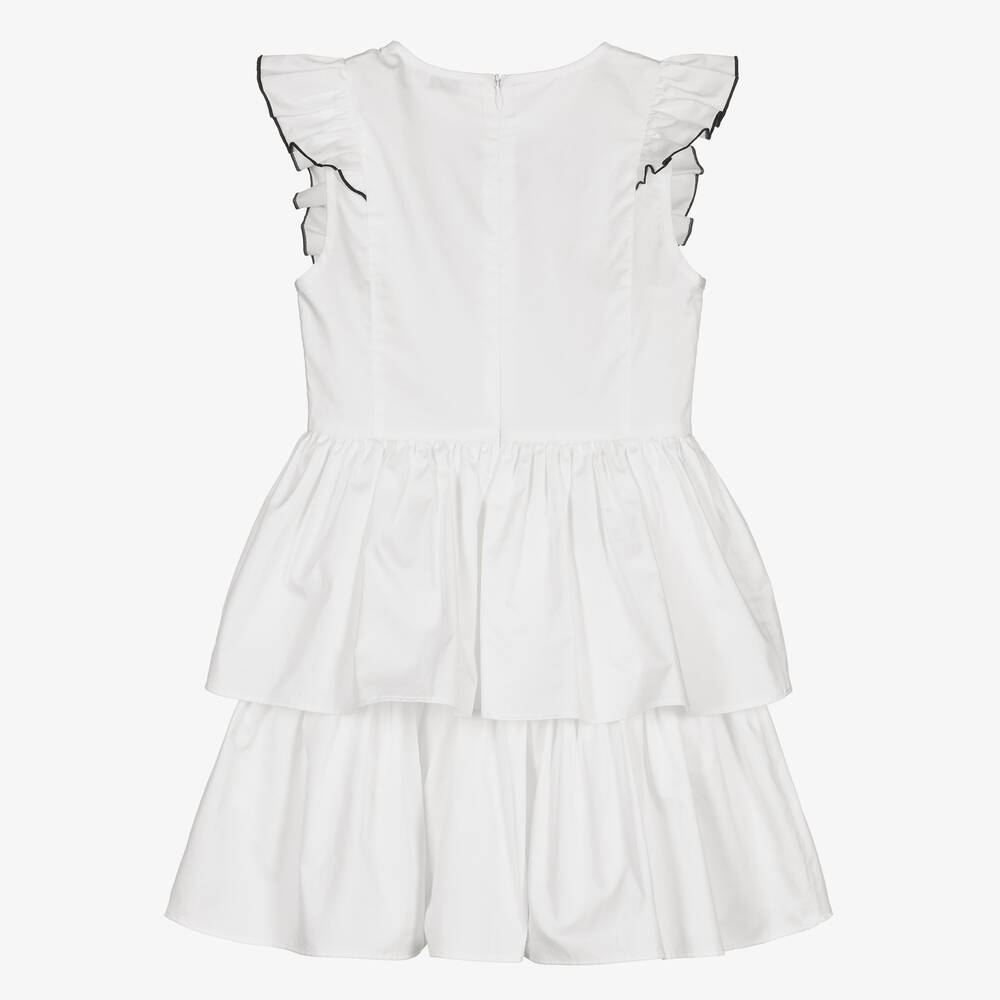 Self-Portrait-Girls White Poplin Dress | Childrensalon Outlet