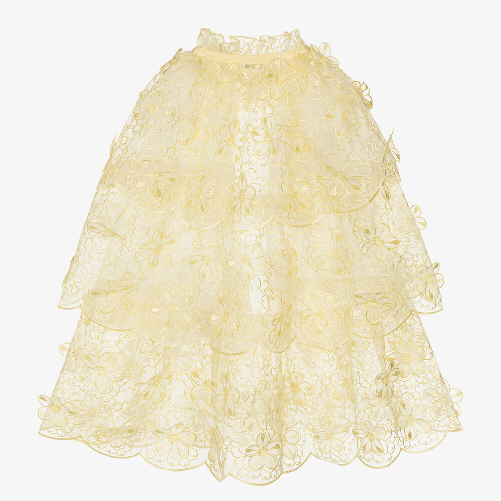 Self-Portrait-Желтый кейп из органзы для девочек | Childrensalon Outlet