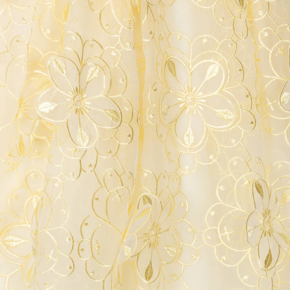 Self-Portrait-Girls Yellow 3D Organza Strappy Dress | Childrensalon Outlet