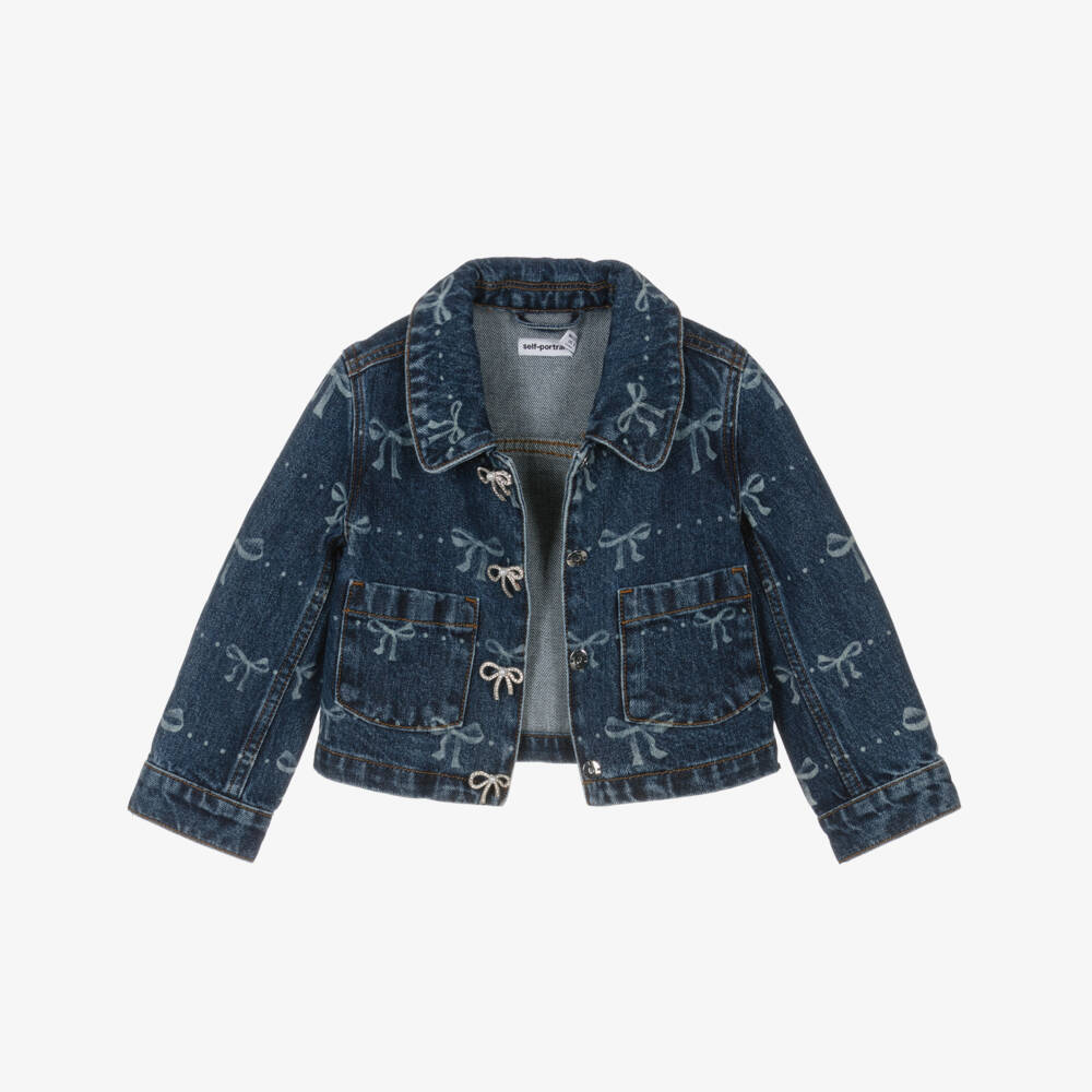 Self-Portrait-Little Ladies Denim Bow Delight Jacket | Childrensalon Outlet