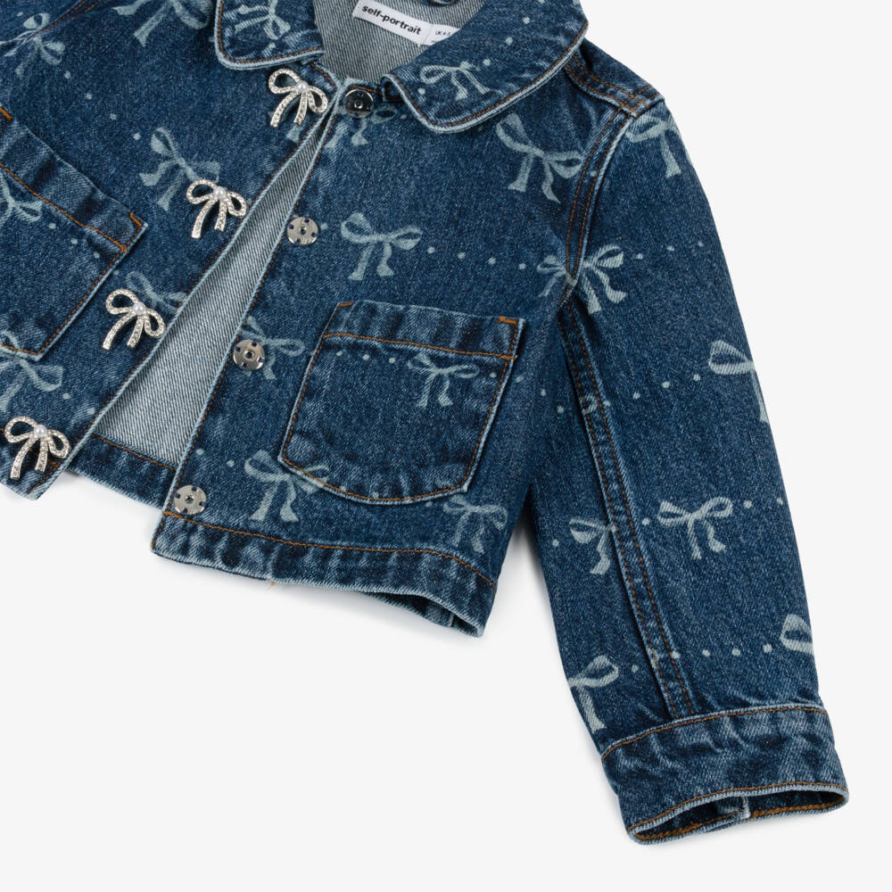 Self-Portrait-Little Ladies Denim Bow Delight Jacket | Childrensalon Outlet