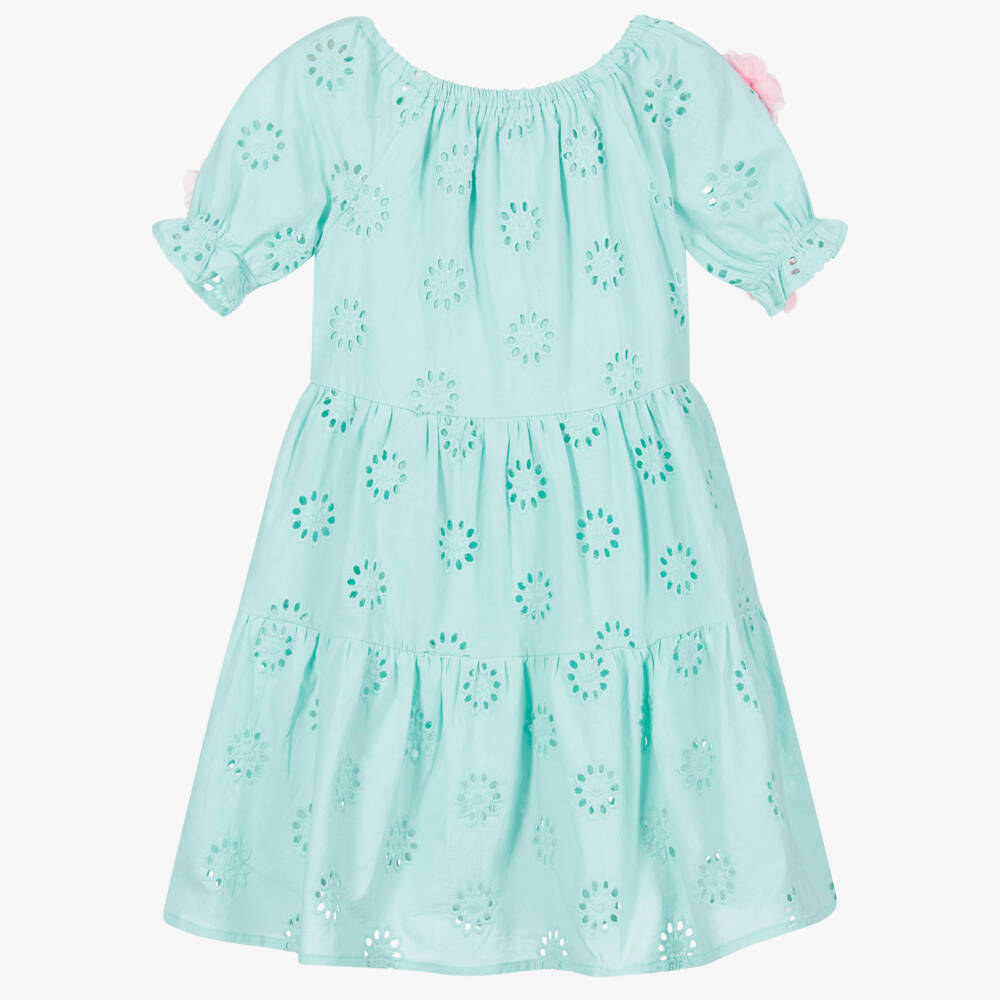 Selini Action-Aqua Green Cotton Dress | Childrensalon Outlet