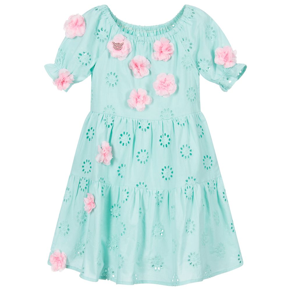 Selini Action-Aqua Green Cotton Dress | Childrensalon Outlet