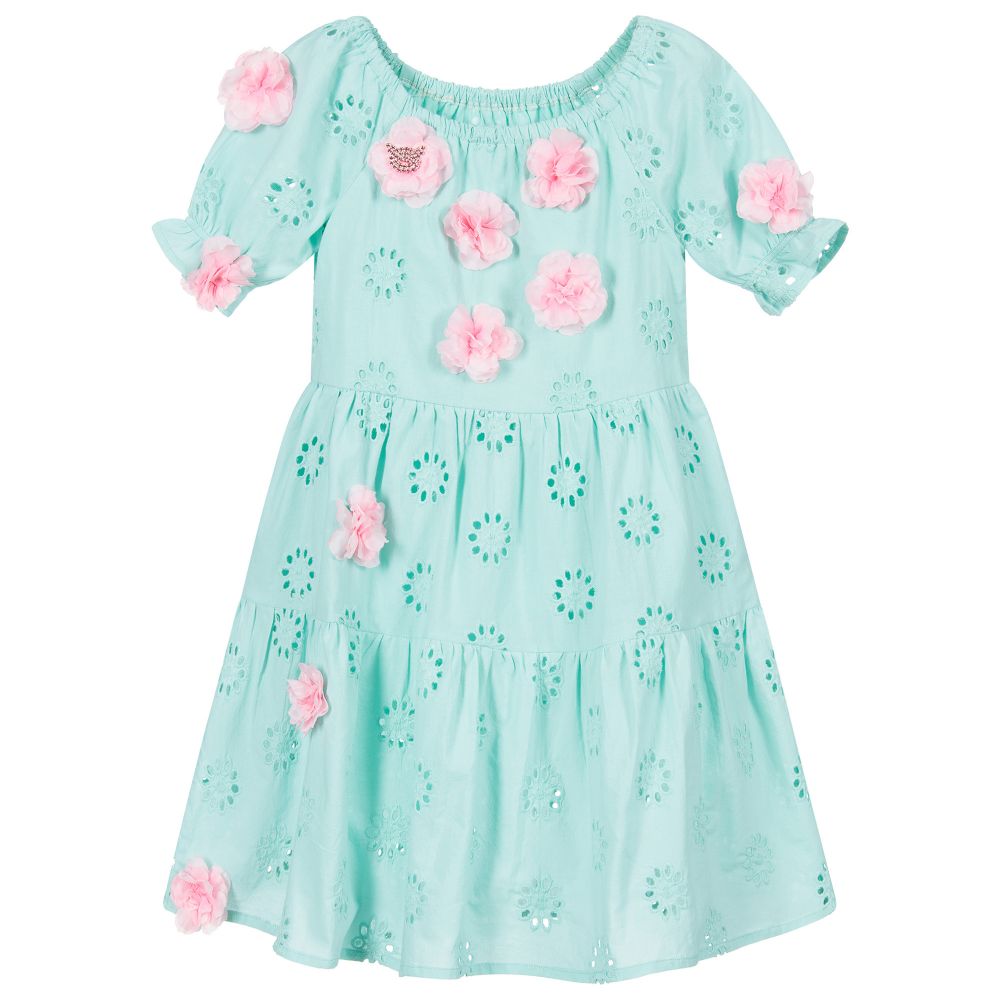 Selini Action - Aqua Green Cotton Dress | Childrensalon