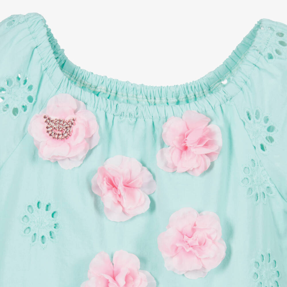 Selini Action-Aqua Green Cotton Dress | Childrensalon Outlet