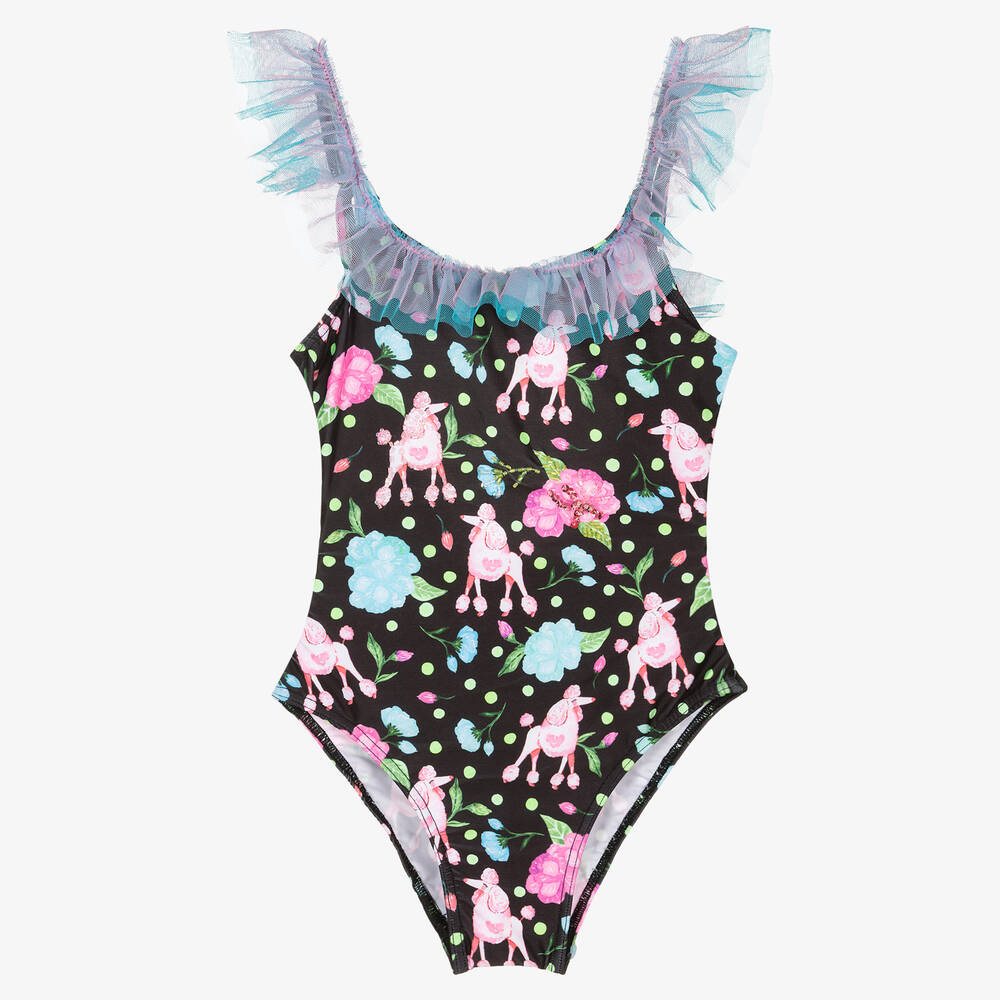 Selini Action - Black Tulle Ruffle Swimsuit | Childrensalon