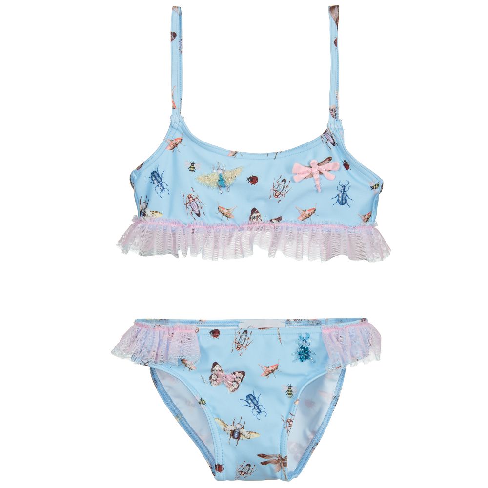 Selini Action - Blauer Bikini mit Käfer-Print  | Childrensalon