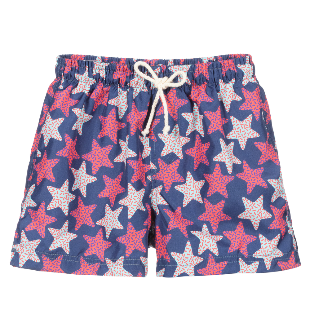 Selini Action - Blue & Red Star Swim Shorts | Childrensalon