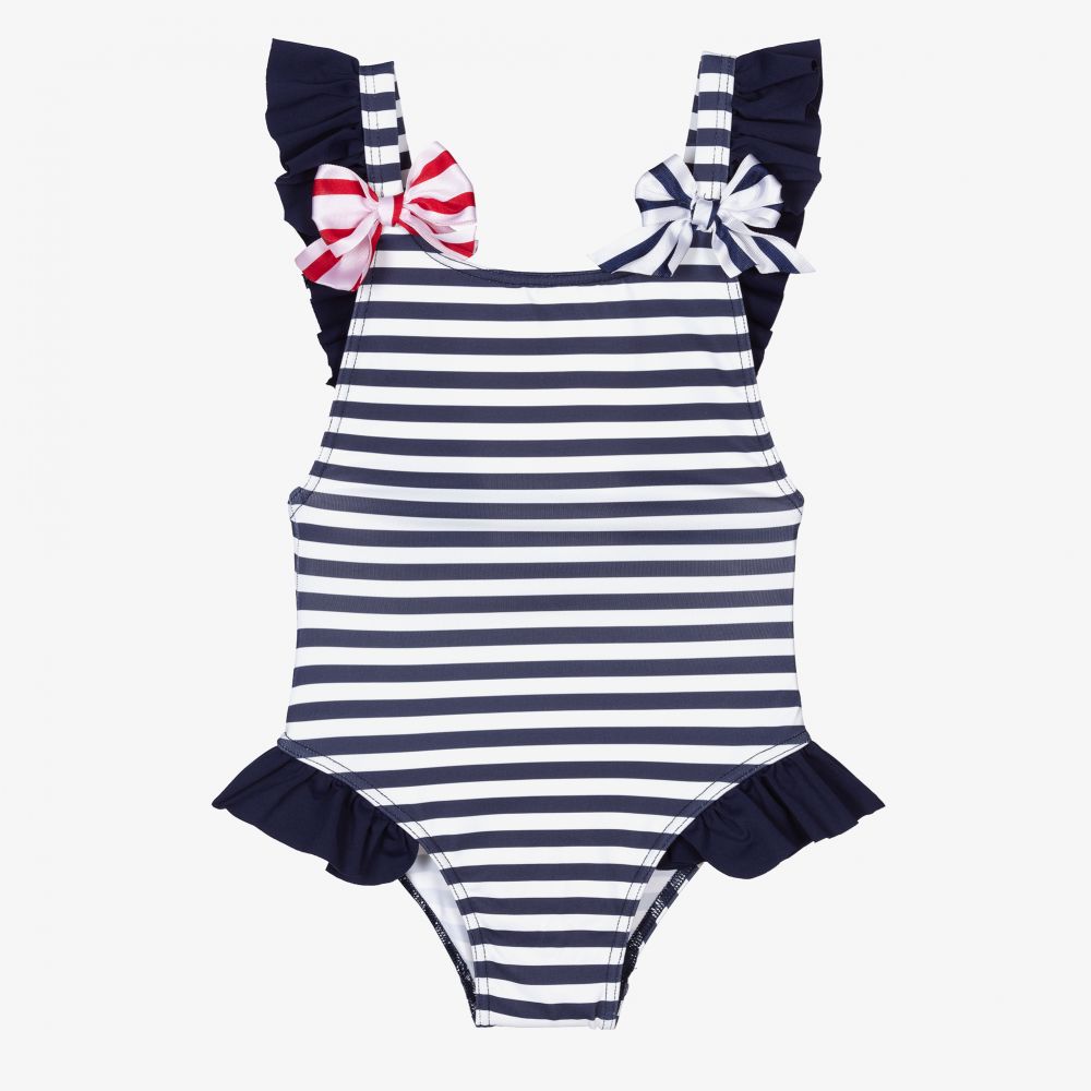 Selini Action - Blue & White Stripe Swimsuit | Childrensalon