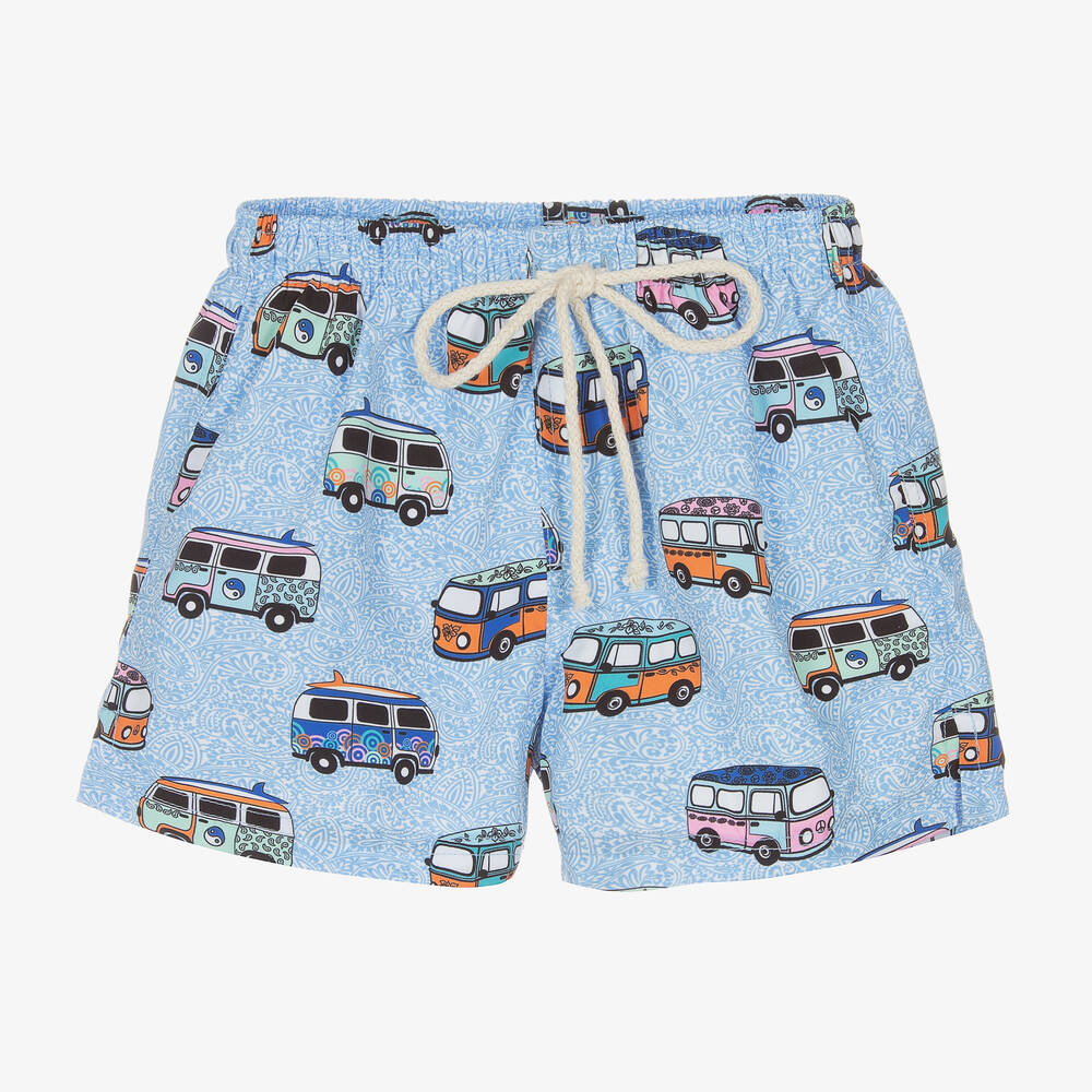 Selini Action - Boys Blue Camper Van Print Swim Shorts | Childrensalon