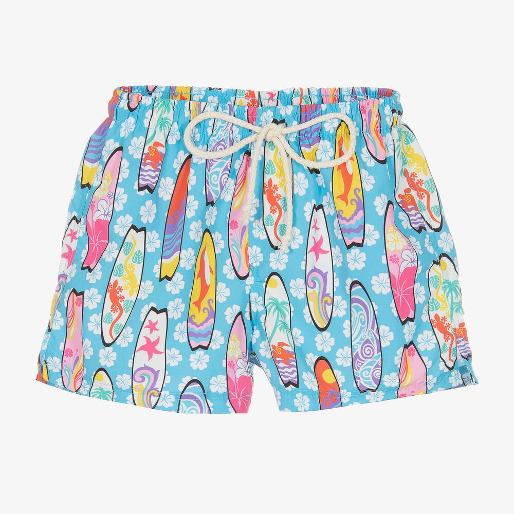 Selini Action-Boys Blue Surfboard Print Swim Shorts | Childrensalon Outlet