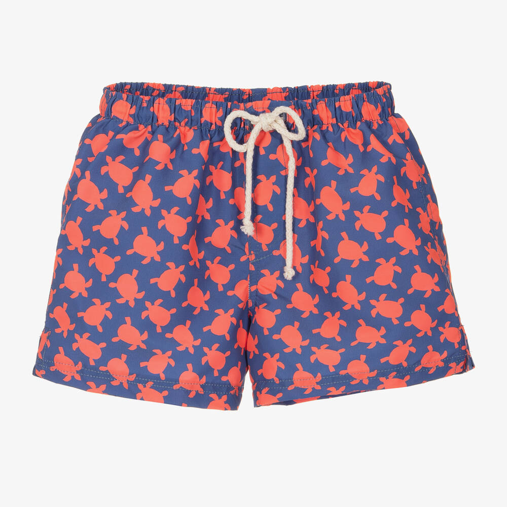 Selini Action-Boys Navy Blue Turtle-Print Swim Shorts | Childrensalon Outlet
