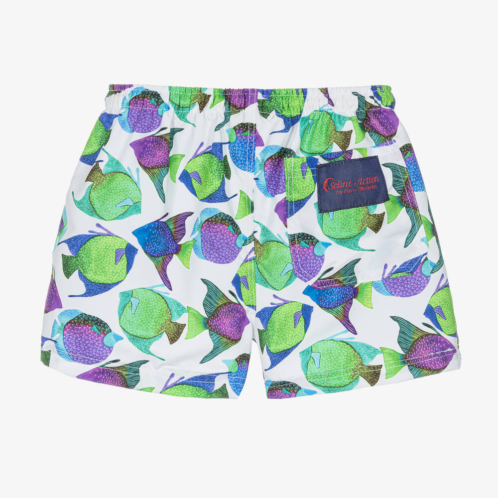 Selini Action-Белые плавки-шорты с рыбками | Childrensalon Outlet
