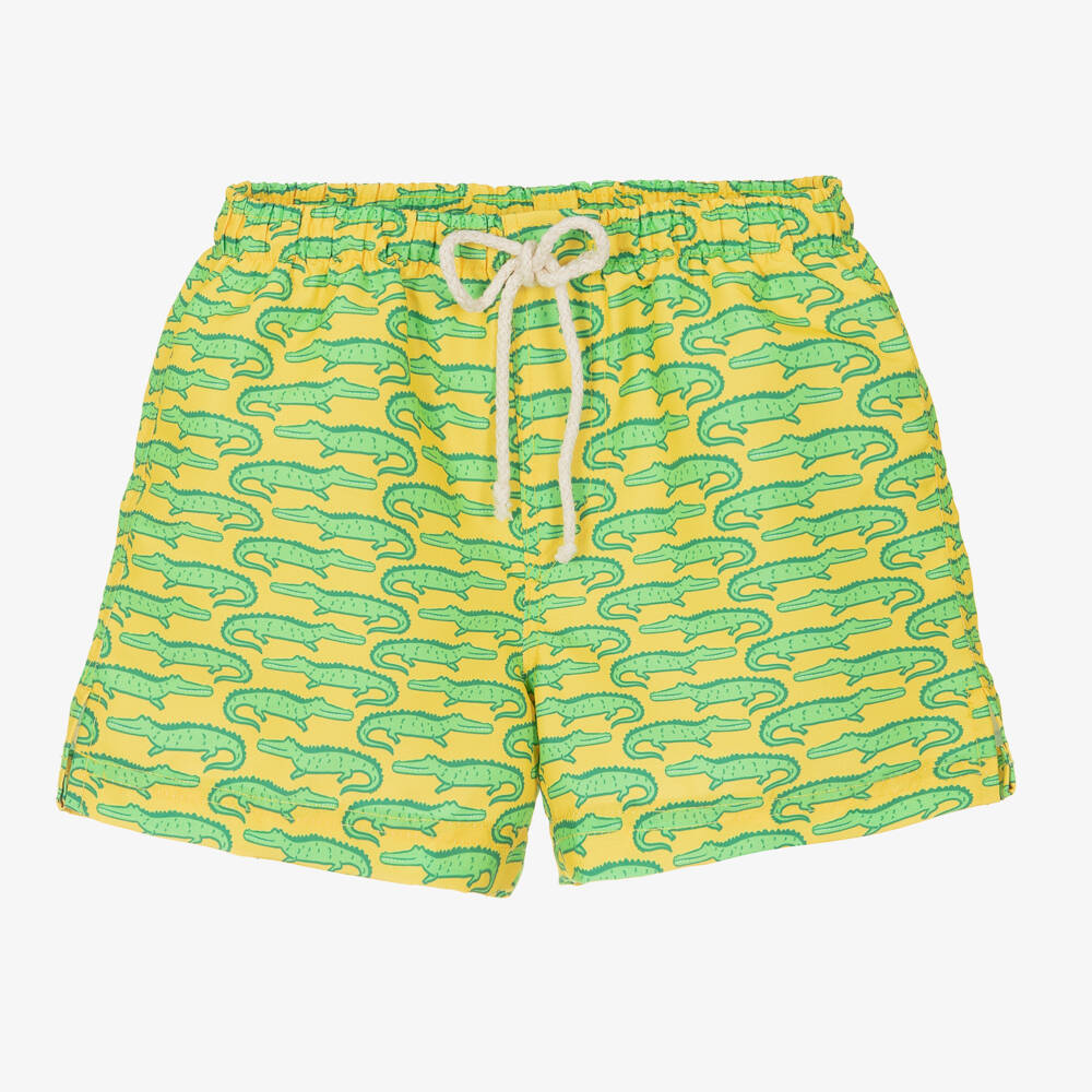 Selini Action-Boys Yellow Crocodile-Print Swim Shorts | Childrensalon Outlet