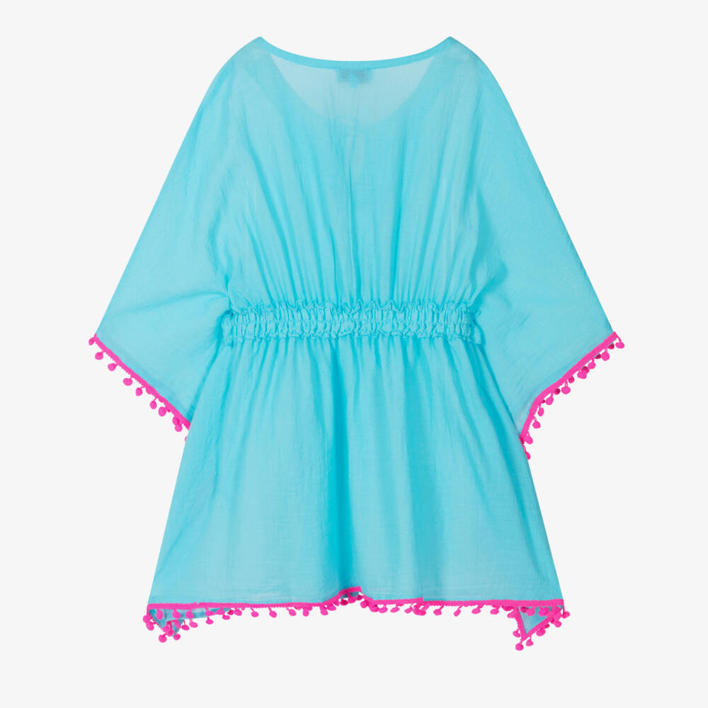 Selini Action-Girls Aqua Cotton Pom-Pom Cover-Up | Childrensalon Outlet