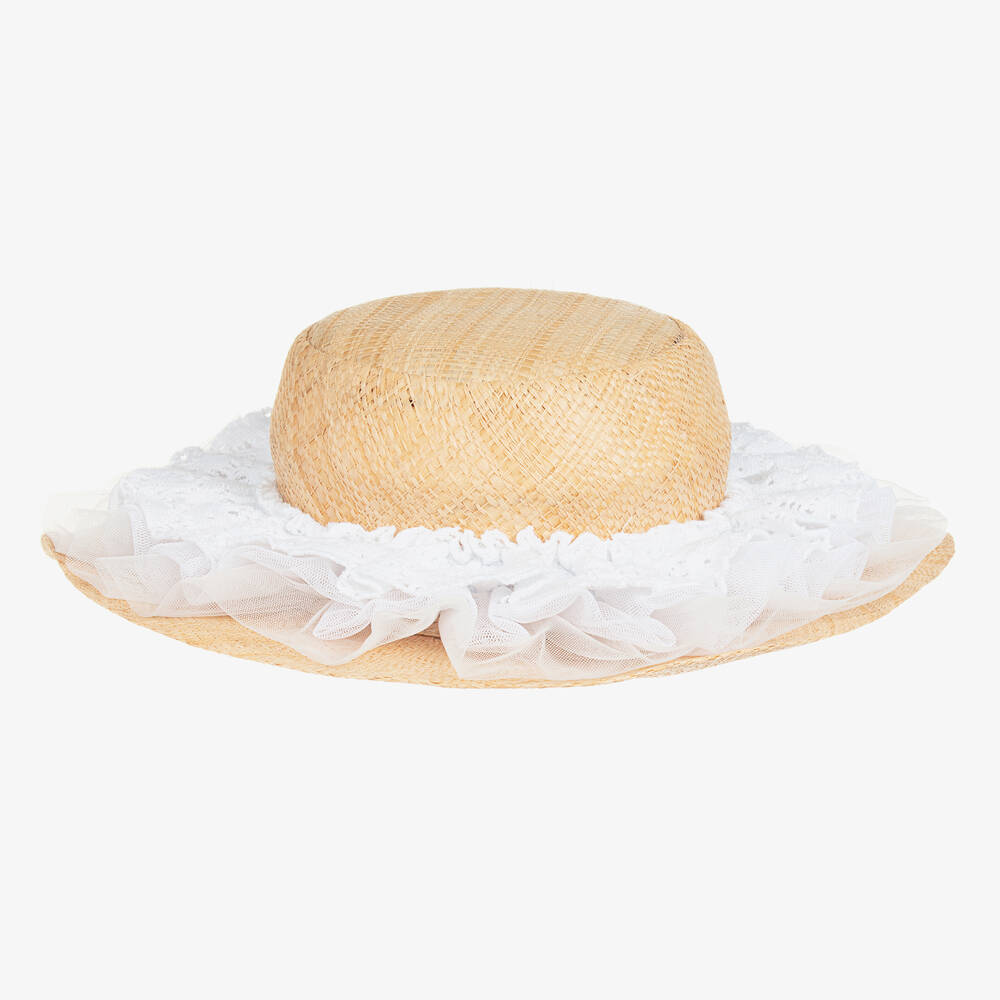 Selini Action-Girls Beige Crochet Straw Hat | Childrensalon Outlet