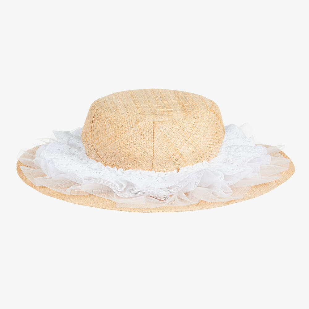 Selini Action-Girls Beige Crochet Straw Hat | Childrensalon Outlet