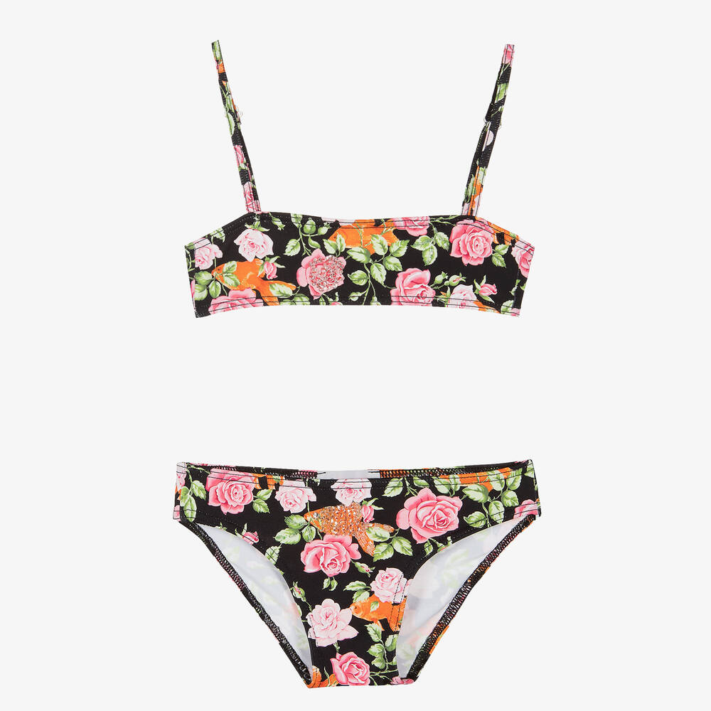 Selini Action - Girls Black Floral Bikini | Childrensalon