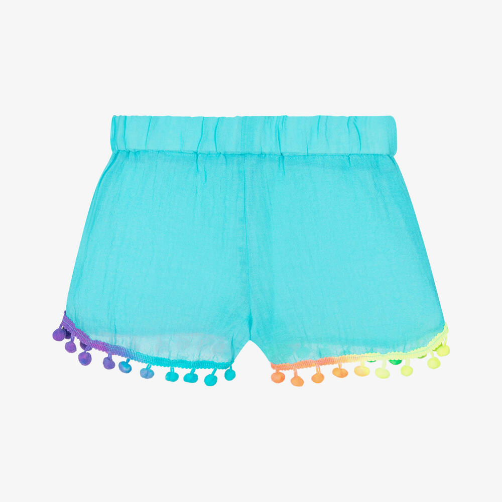 Selini Action-Girls Blue Cotton Pom-Pom Shorts | Childrensalon Outlet