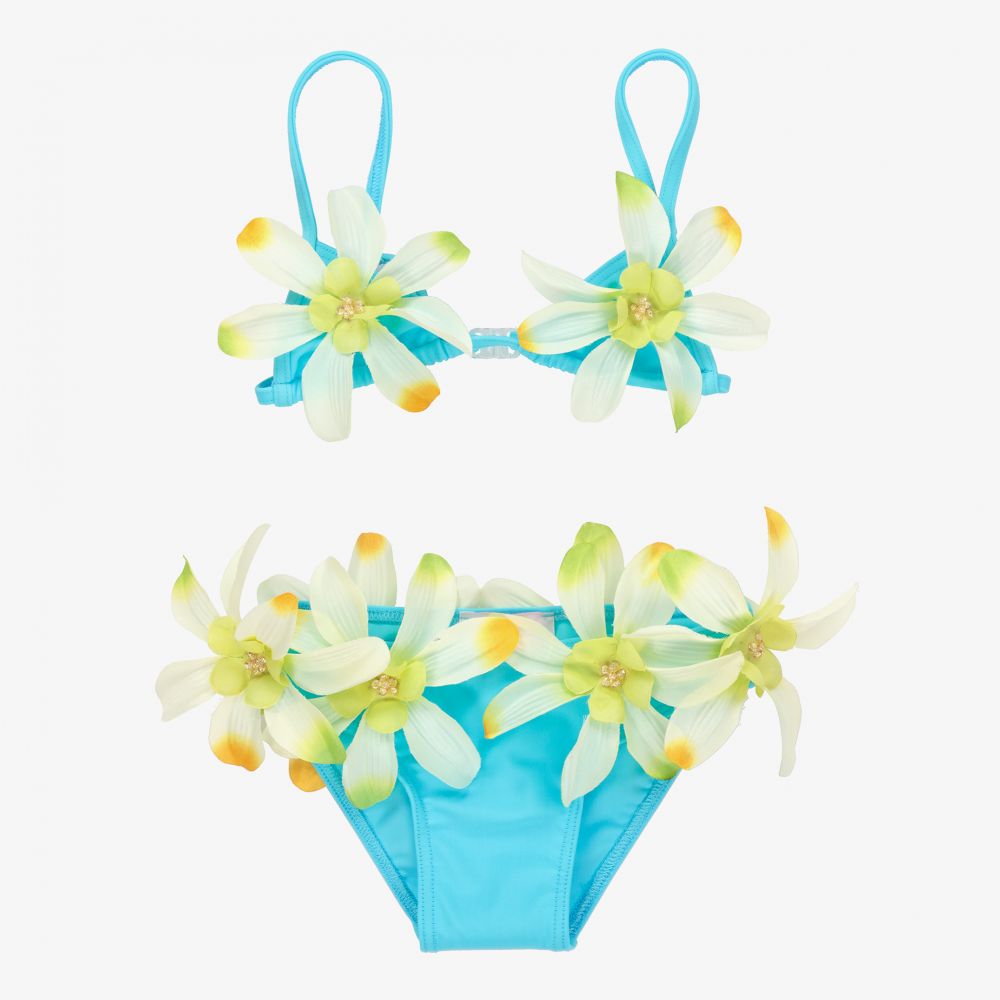 Selini Action - Blauer Bikini mit Blumen (M) | Childrensalon