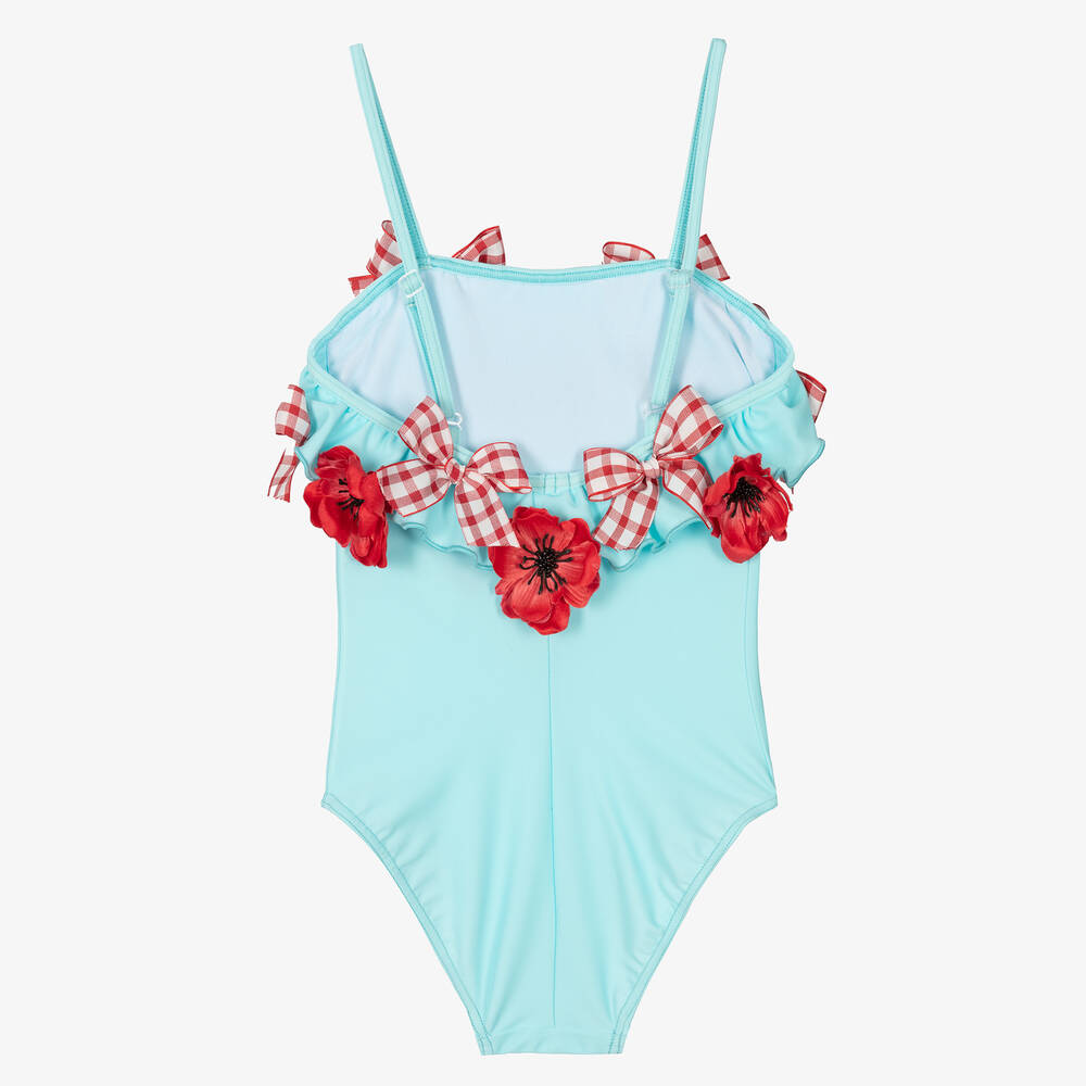 Selini Action-Голубой купальник с цветами и бантиками | Childrensalon Outlet
