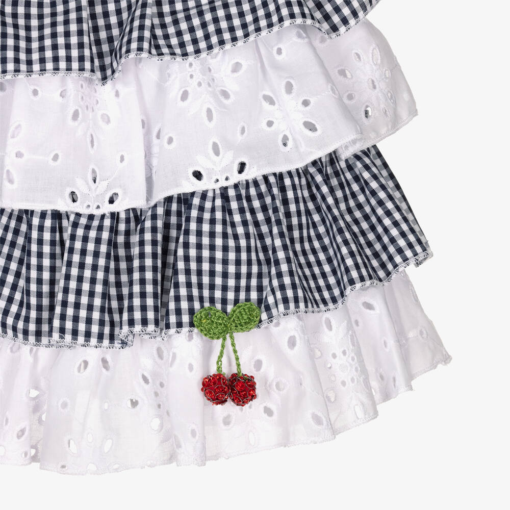 Selini Action-Girls Blue Gingham & White Tiered Skirt | Childrensalon Outlet