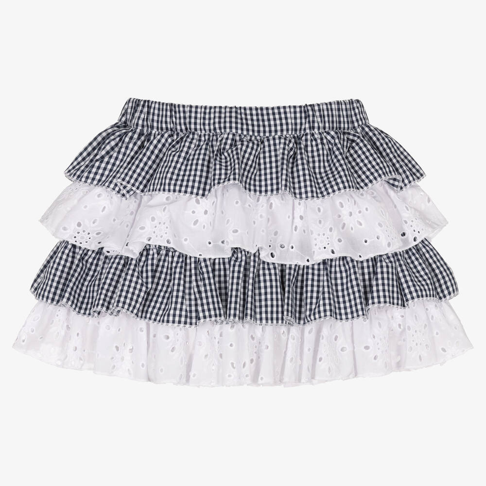 Selini Action-Girls Blue Gingham & White Tiered Skirt | Childrensalon Outlet